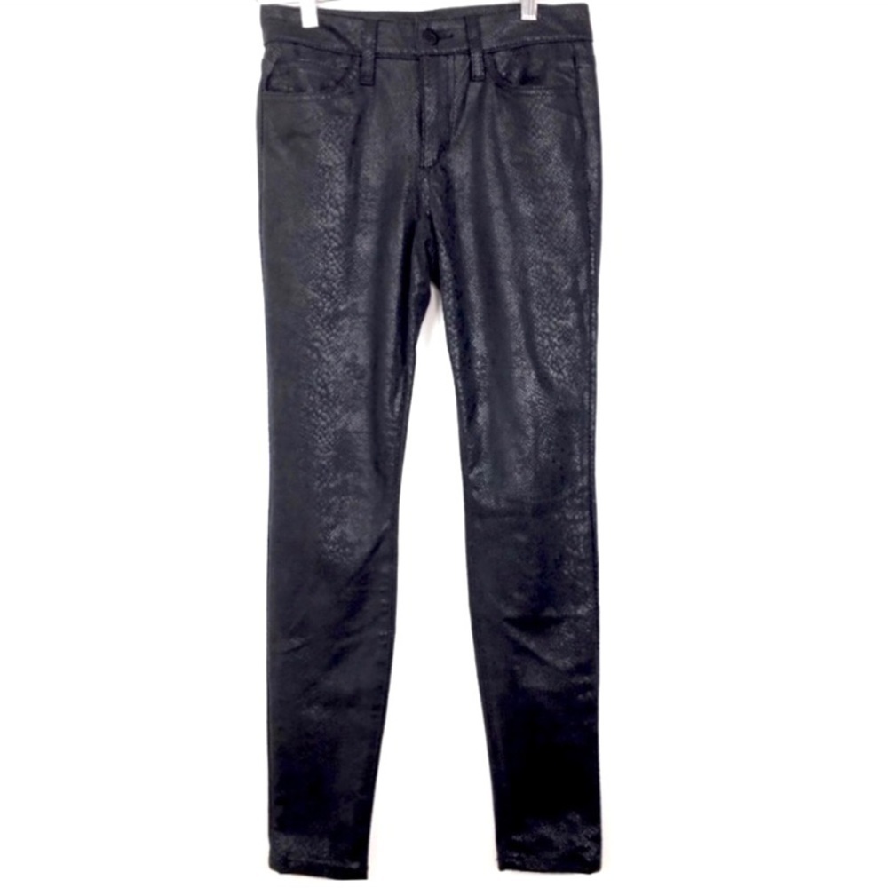 JOE’S Jeans Mid Rise Skinny Ankle Snakeskin Jeans in Black Size 26 - Picture 2 of 7